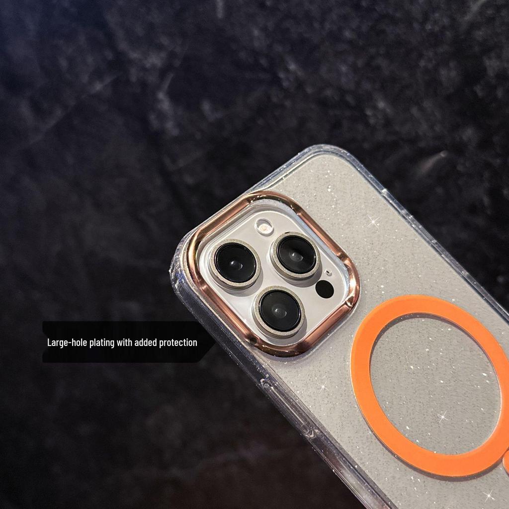 Apple iPhone 16 Pro Starry Sky Gold Glitter Magnetic Charging Case - Drop-Proof Protective Design