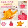 Handmade Crochet Cartoon Style Round Coaster with Four Extended Legs and Decorative Eyes and Nose Detail for Table Protection and Home Use