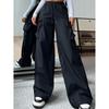 American Style Casual Loose Large Pocket Cargo Long Pants For Women