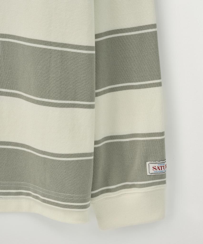 Seteo Rugby Stripe Pique Long Sleeve Khaki