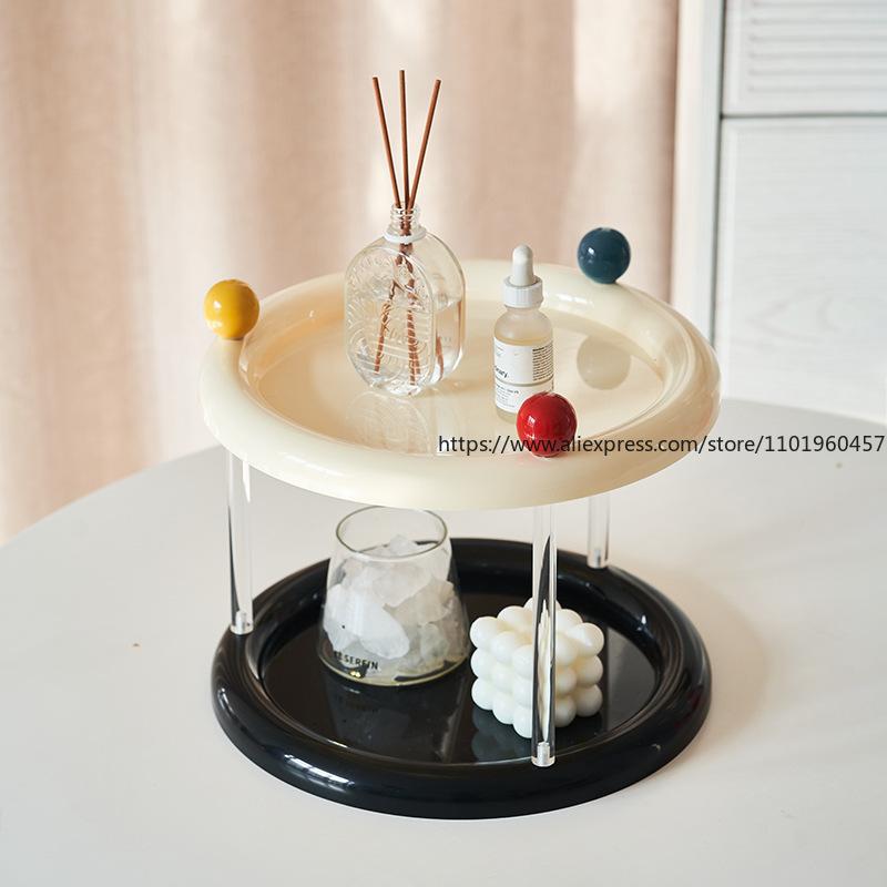 Dopamine Colored Round Small Item Storage Rack Multi-Layer For Office Desk Double Layer Cup Storage Rack