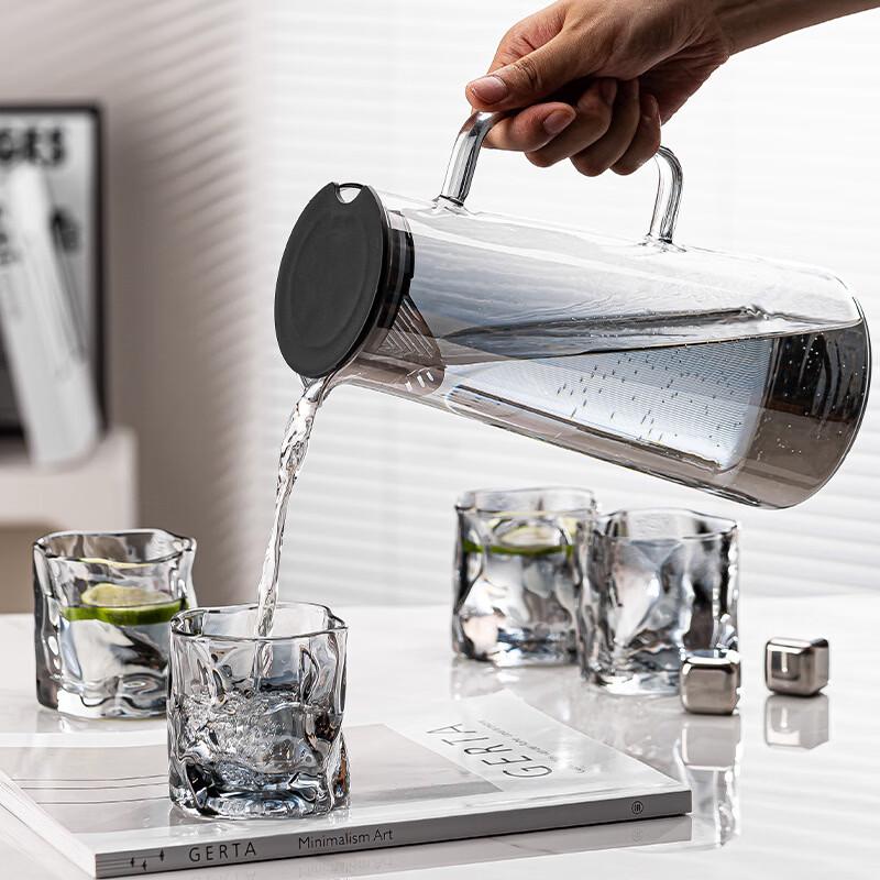 High Borosilicate Glass Cold Water Pitcher Set with 6 Cups