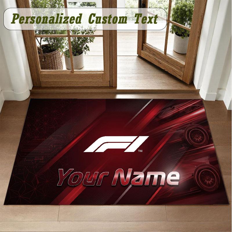 Crystal Velvet Square Rug Custom NameF1 Pattern Non Slip Home Floor Decor Rug