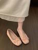 Evening Wind Suede Inner Height Increase Ballet Shoes Femininity Red with Skirt Shallow Mouth Single