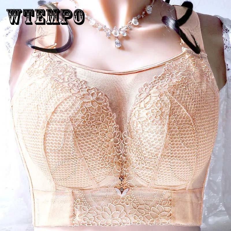 Large Size Thin Section No Steel Ring Underwear Women Receive Auxiliary Breasts 6-breasted Breathable Bra Gathered On The Support Full Cup Bra CDE