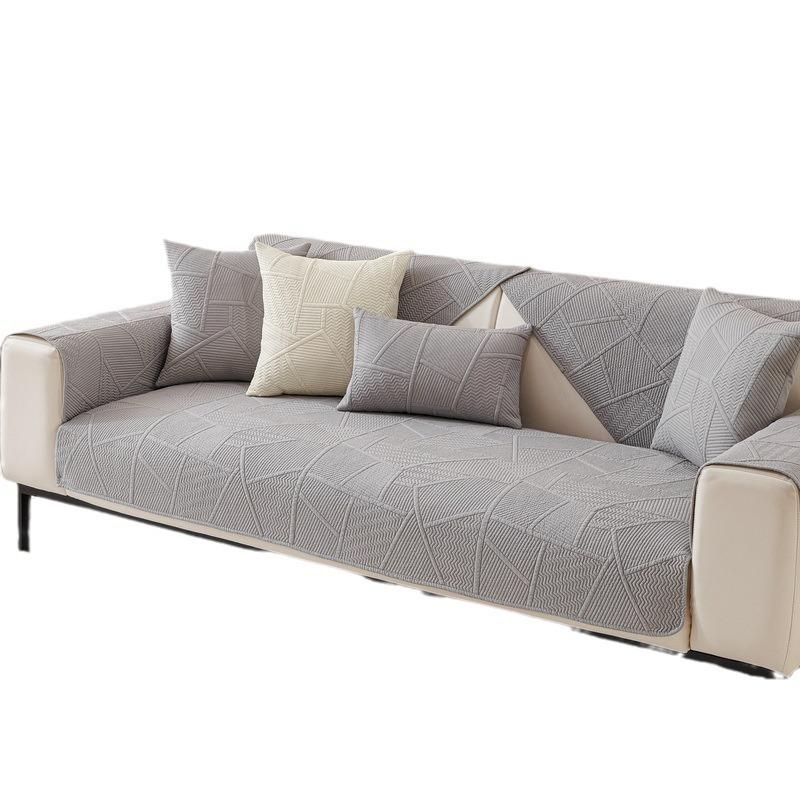 Pure Cotton Sofa Cushion Fabric Non-Slip Sofa Cover Modern Simple Straight Row Sofa Cover Four-Season Universal Seat Cushion