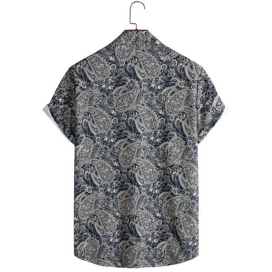 Men Beach Shirt Floral Print Lapel Loose Soft Single-breasted Chest Pocket Short Sleeves
