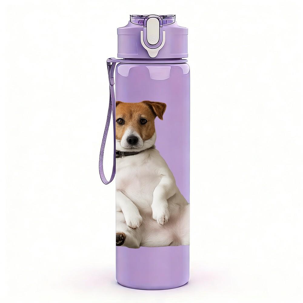 1PC Jack Russell Terrier Dog 750ml Color Plastic Sports Water Bottle Leakproof Flip Straw Lid Suitable for Sports Office Home Use