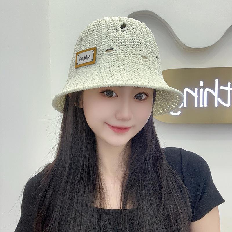 

Fisherman s hat Children s summer hollowed-out knitted basin hat Shopping and outing Versatile tide shows small face breathable bucket hat