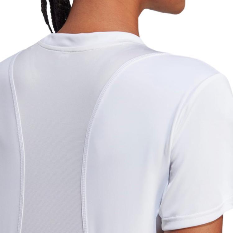 Adidas T Shirts Women's White Crew Neck Moderate Straight Fit HZ0112