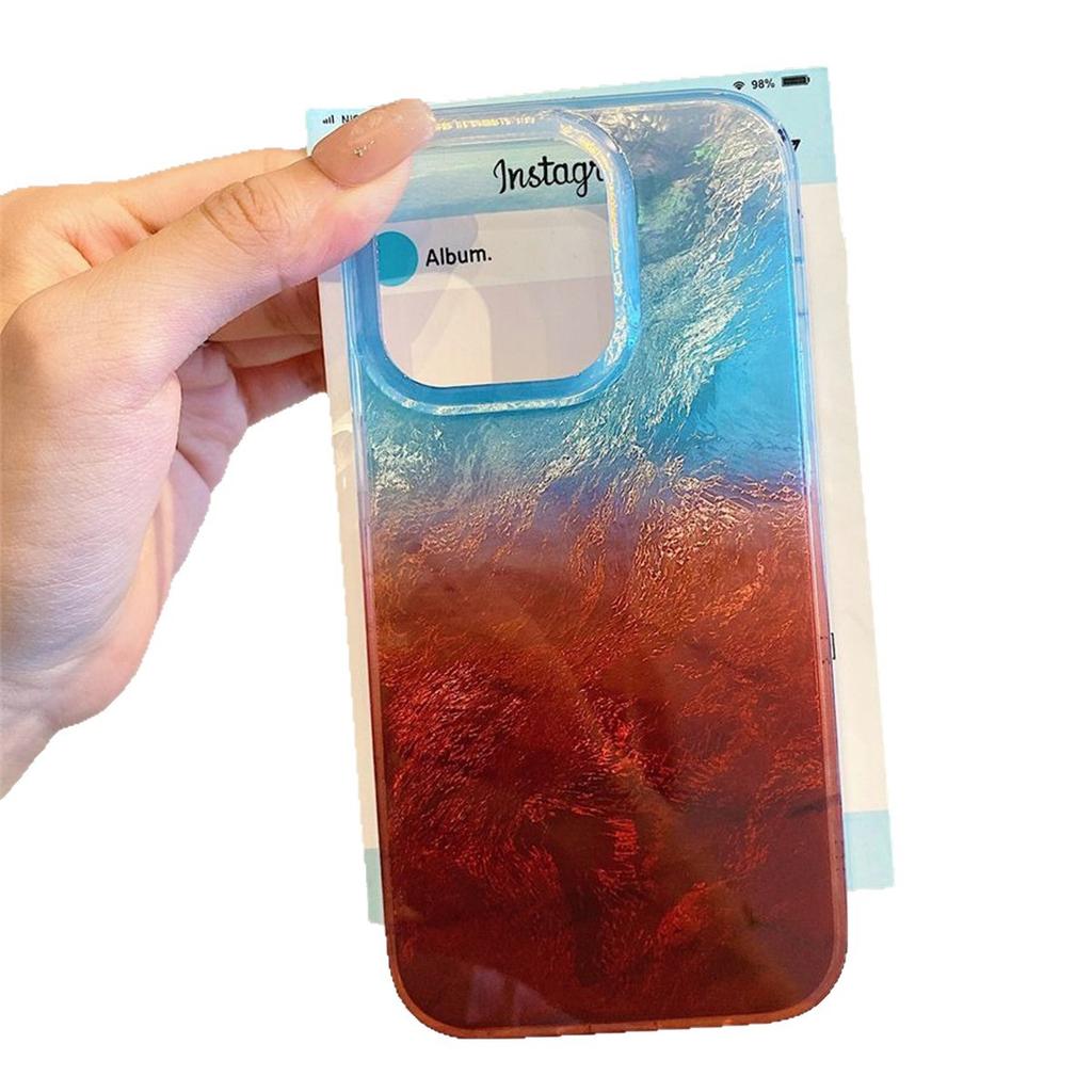 Gradient Rendering Large Hole Vortex for Apple Phone Protective Case Huaqiangbei for Apple 16pro Tin Foil Phone Case Minimalist