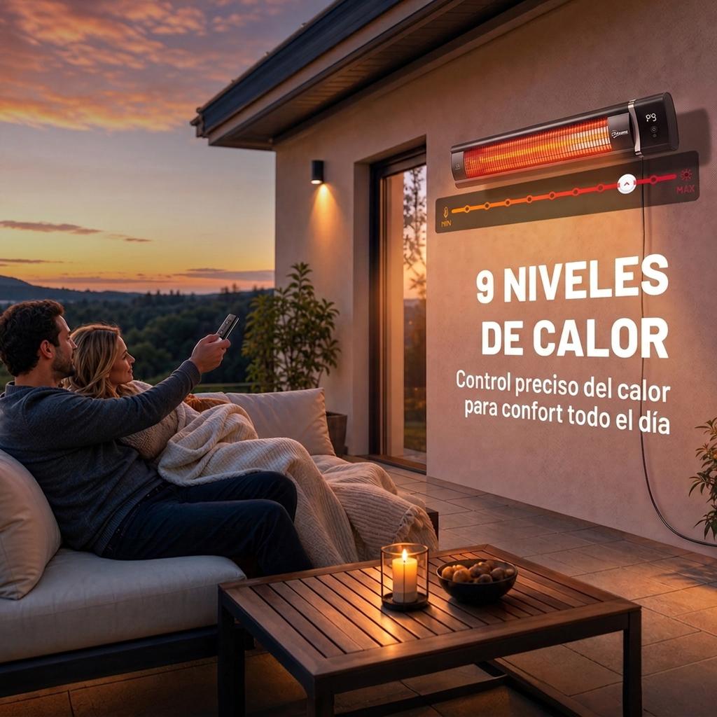 Terrace Infrared Heater 3000 W IP65 9 Heat Levels Timer 24 H Touch/Remote Control LED Display