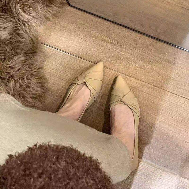 With Skirt Temperament Evening Shoes Shallow Mouth Soft Sole Women's Shoes New Xiaoxiangfeng Pointed Single Shoes Women's Summer