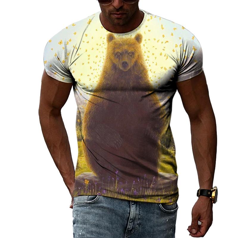 Animal Cool Bear 3D Printed T-shirt Fitness Street Fashion Casual Tops O-neck Short Sleeves Summer New Sports Clothes Tees Shirt