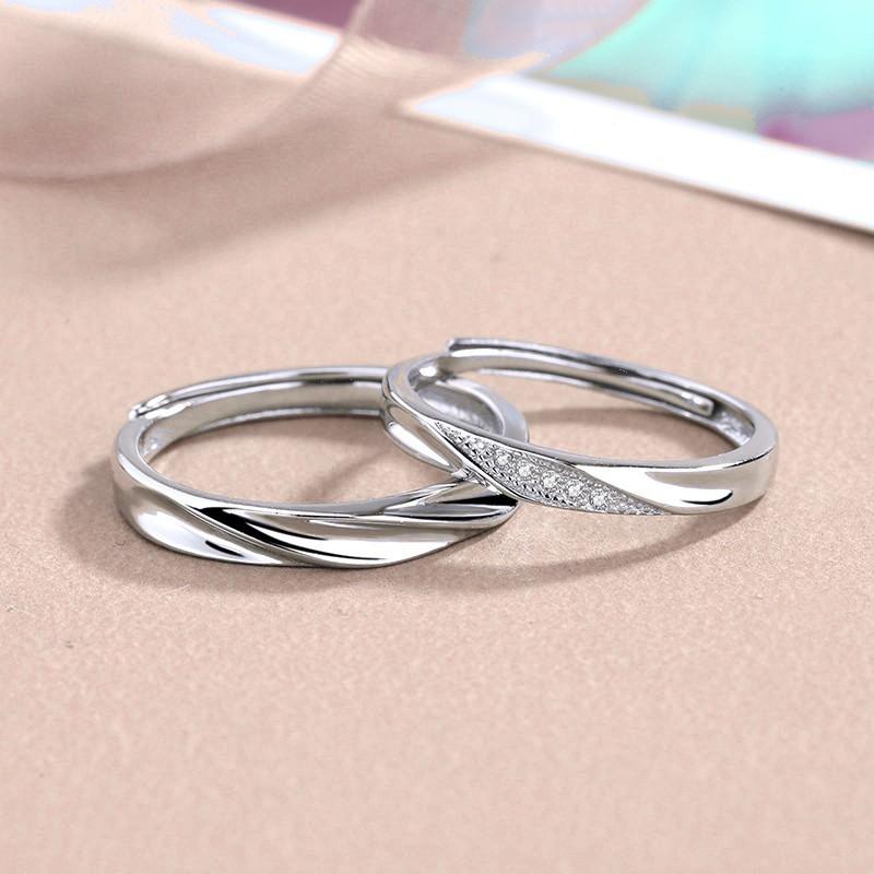 

Кольцо для влюбленной пары из стерлингового серебра S925, корейский стиль, мужские и женские кольца для пары с двойной витой полоской и тремя канавками