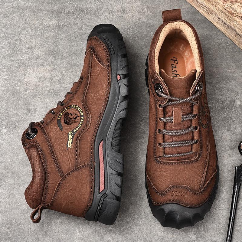 Podzimní/zimní kožené botyPánské turistické boty Vysoké kožené plyšové outdoorové bavlněné boty Velká velikost 39-46