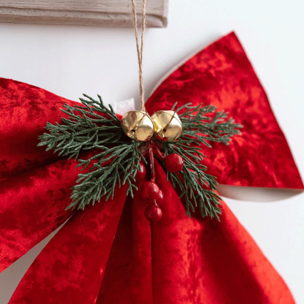 Christmas Tree Fabric Bows Decoration Durable Handcrafted Cloth Christmas Bows Ornament for Year Use