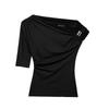 Kaslead New Arrival Women's Clothing Fashion Style Fashion All-Match Nylon Asymmetric Minimalist Tops 1026164