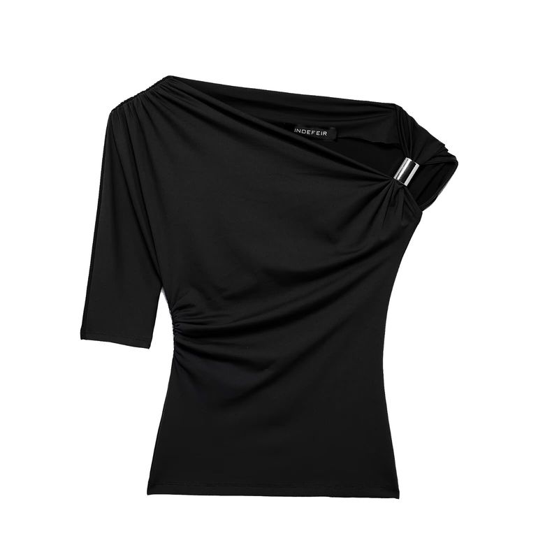 Kaslead New Arrival Women's Clothing Fashion Style Fashion All-Match Nylon Asymmetric Minimalist Tops 1026164