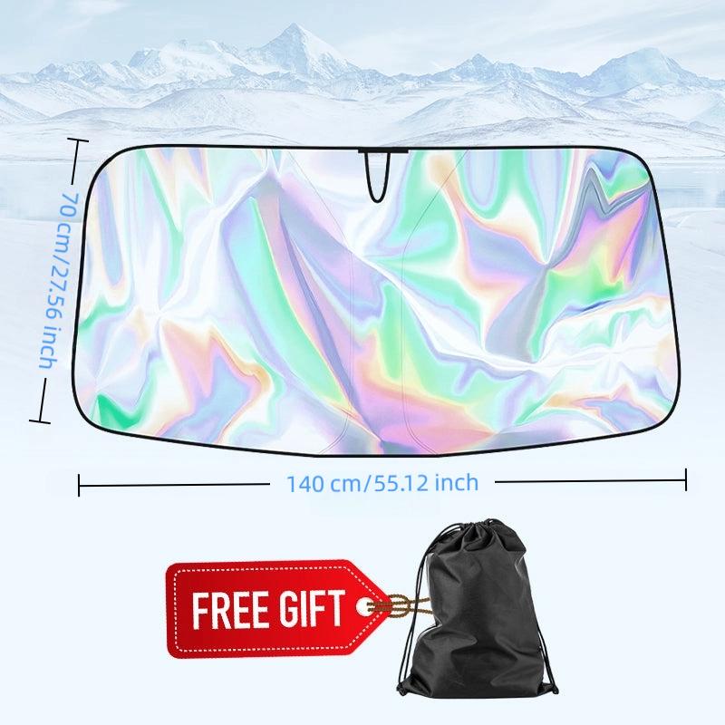 Faltbarer Laser Auto Sonnenschutz, UV-reflektierende Windschutzscheibenabdeckung, Wärmeisolierender Sonnenschutz für die Frontscheibe, Kühles Lenkrad