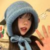 Dual Purpose Hat for Women In Autumn and Winter Warm and Versatile Woolen Hat with Straps and Piles Sweet and Versatile Ear Protection