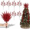 2Pcs Artificial Red Berry Bouquet Stem Fake Plant for Christmas Tree Decoration Home Decor New Year Gift Navidad Party Supplies