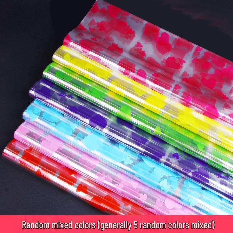 High-End Christmas Eve Floral Wrapping Paper Set with Cellophane and Butterfly Pull Flowers