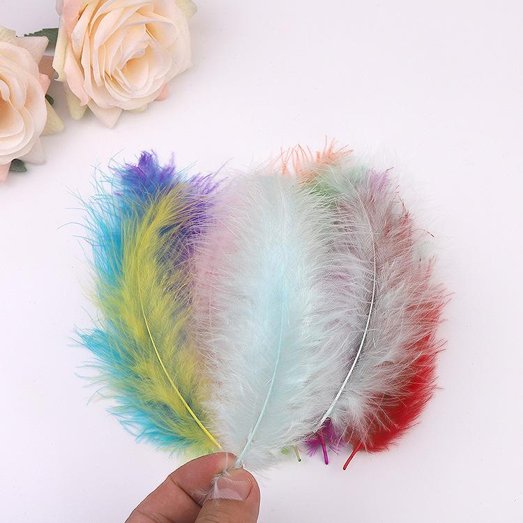 50Pcs Cross-Border Turkey Hairy Tail Plush Feather Colored Feather Dream Catcher Feather Light Bobo Ball Feather