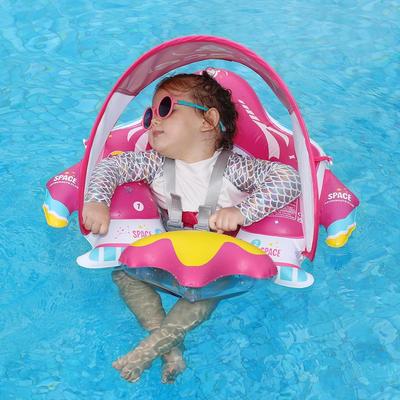 YXTC Baby Float with Foot Compartment and Roof, Rocket-Shaped, for Babies, UV Protection, SPF50+ Sunscreen, Removable Sunshade, Baby Float for Water