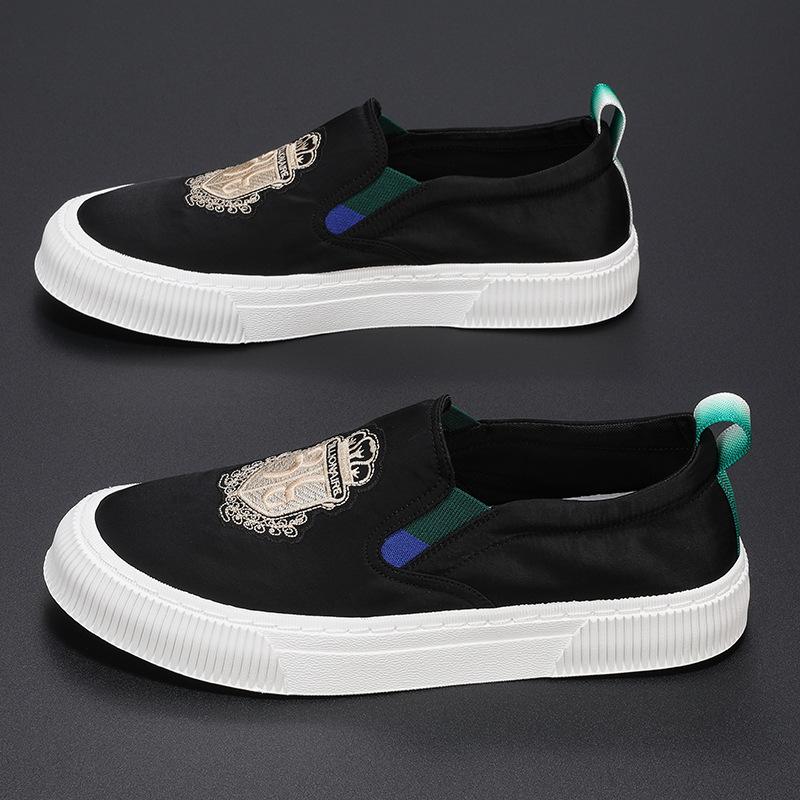 

Spring breathable lazy men s casual cloth shoes low-top one-pedal ice silk canvas shoes Internet celebrity versatile board shoes 45 standard size
