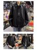 Men's PU Leather Jacket: Shiny, Retro Black Motorcycle Style for Autumn/Winter.