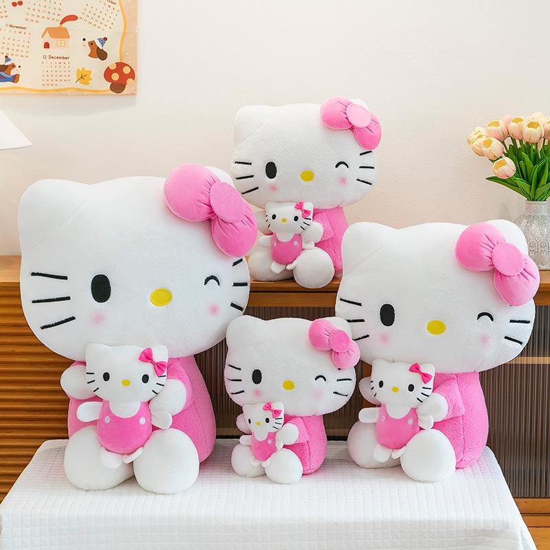 60cm Kawaii KT Cat Plush Toy Sanrio Stuffed Doll Hello Kitty Plush Doll Gift for Kids Birthday Present Sale Stuffed Dolls