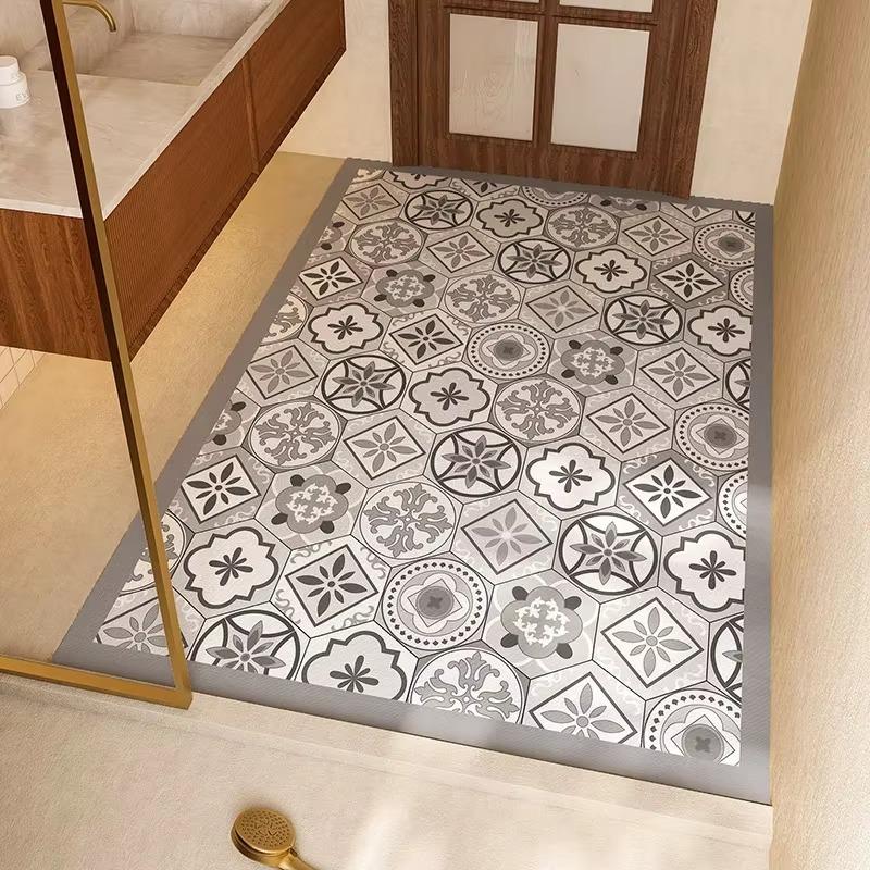 Bathroom Floor Mat Absorbent Quick-drying Carpet American Retro Style Diatom Mud Non-slip Foot Mats Large Size Toilet Door Rug