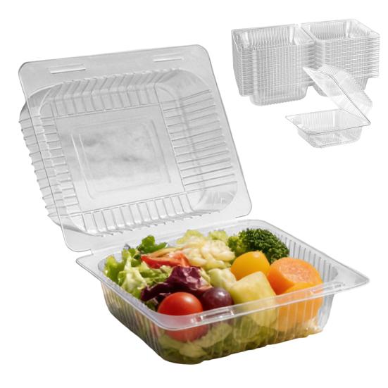 100 Stück 5,3 Zoll Kuchenverpackungsboxen Klarer Lebensmittelbehälter mit Deckeln Verdickte Einweg-Sandwich-Dessert-Hamburger-Salat-Klappboxen
