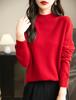 Yokbeer Merino Wool Seamless Mock First Long Knit Pullover Top for Women's 100% Sweater, Neck, Line, Ready-to-Wear, Sleeve, Cashmere-Like Fall/Winter