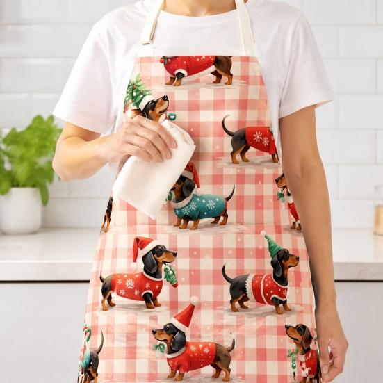 Professional Server Apron Christmas Apron, Waterproof And Oil-proof Kitchen Adjustable Strap Full Coverage Cooking Large Chef for Men Women