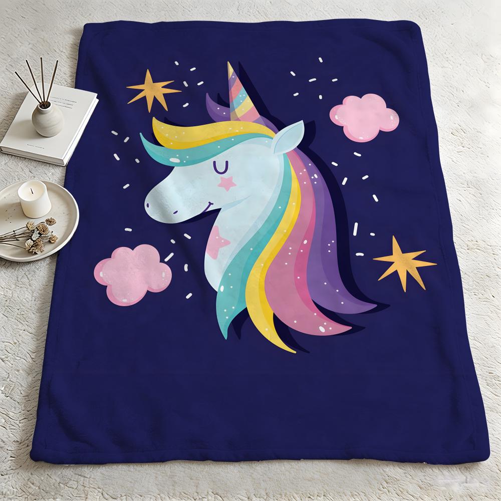 character SStar Unicornn Throw Warm Soft Flannel Blanket Multiuse for Sofa Bed Camping Travel Nap