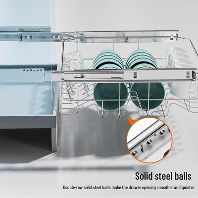 Adjustable Kitchen Drawer Slide: Three-Section Pull-Out Basket Rail for Cabinets