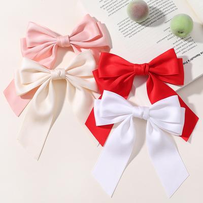 1Pcs New Fashion Fabric Large Bow Hairpin for Women Girls Sweet Hair Clips Red White Bow Top Clip Female Hair Accessories