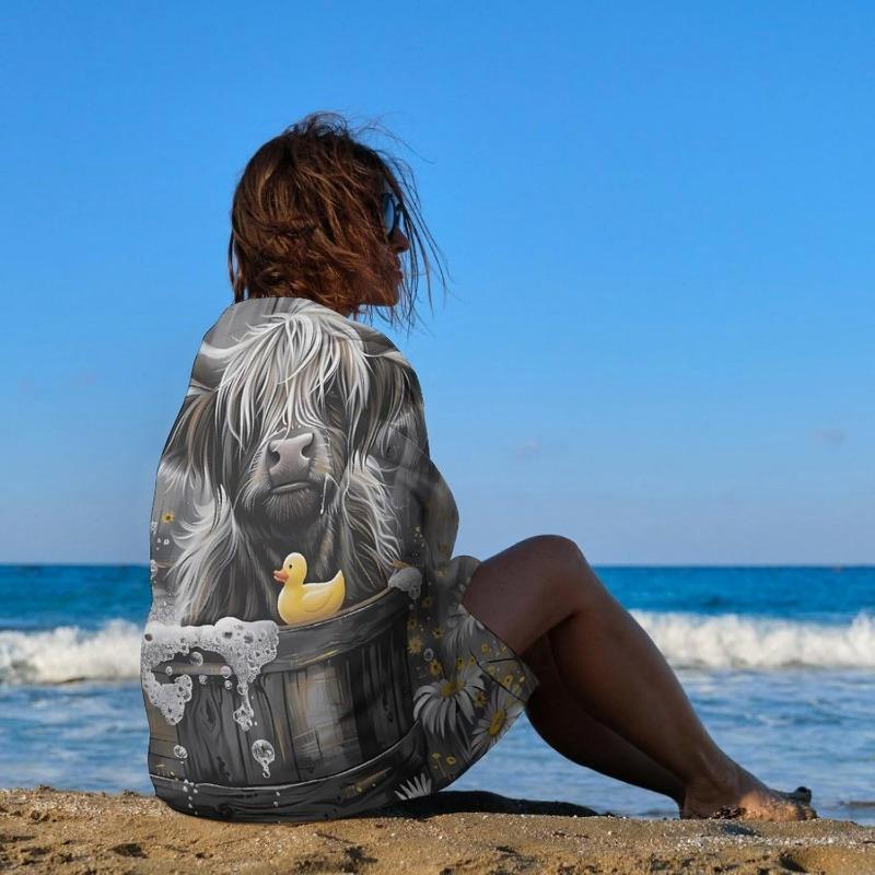 Hochlandkuh Quietscheente Ultraweiches Mikrofaserhandtuch, Schnelltrocknend für Yoga Fitness Reisen Schwimmen