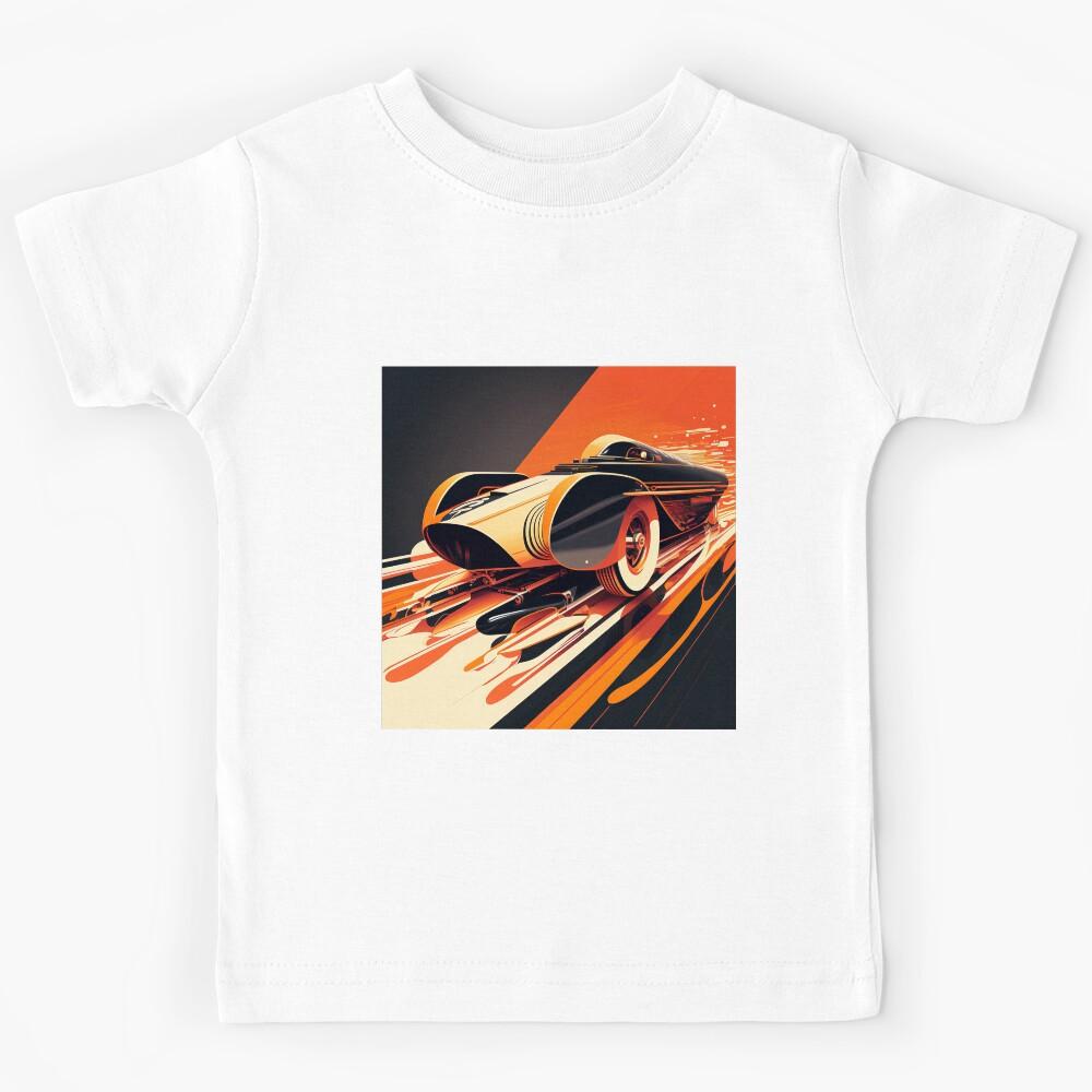 Speed Car Formel One Futuristic Vintage Illustration Colorful Kids T-Shirt 150