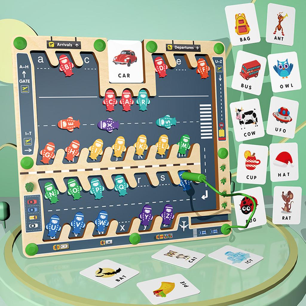 Alphabet Maze Board Puzzle Activity Toy Wooden Letters Puzzle Educational Learning Toy for Toddlers