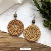 Vintage Mori Grass and Rattan Woven Handmade Earrings Bohemian Vacation Style Stud Earrings Female Ethnic Style Summer Ear Jewelry