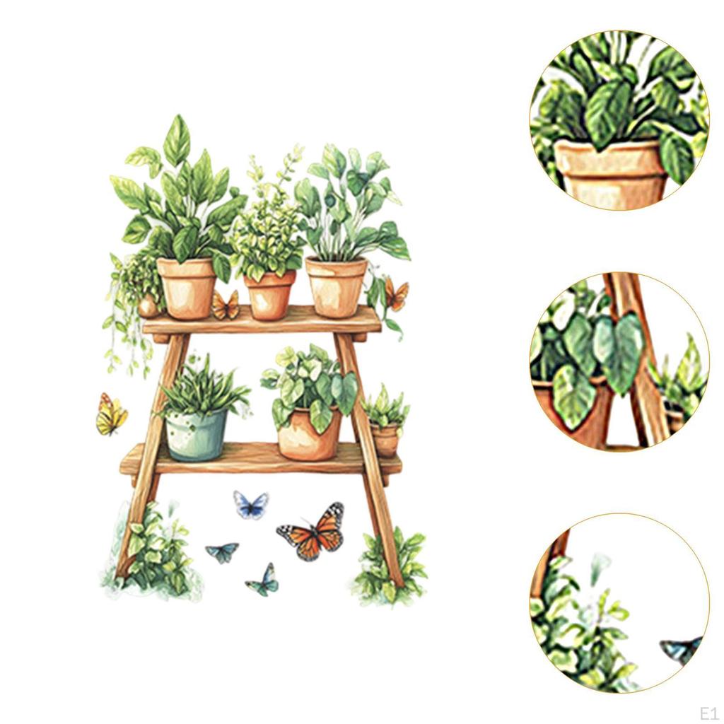 Potted Plant Wall Sticker Garden Decor Easy to Apply Modern Floral Decal PVC Wallpaper