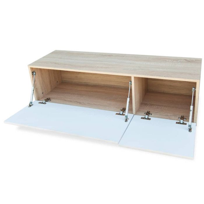 Meuble TV - vidaXL - 120x40x34cm - Chêne et blanc - Design contemporain - 2 compartiments