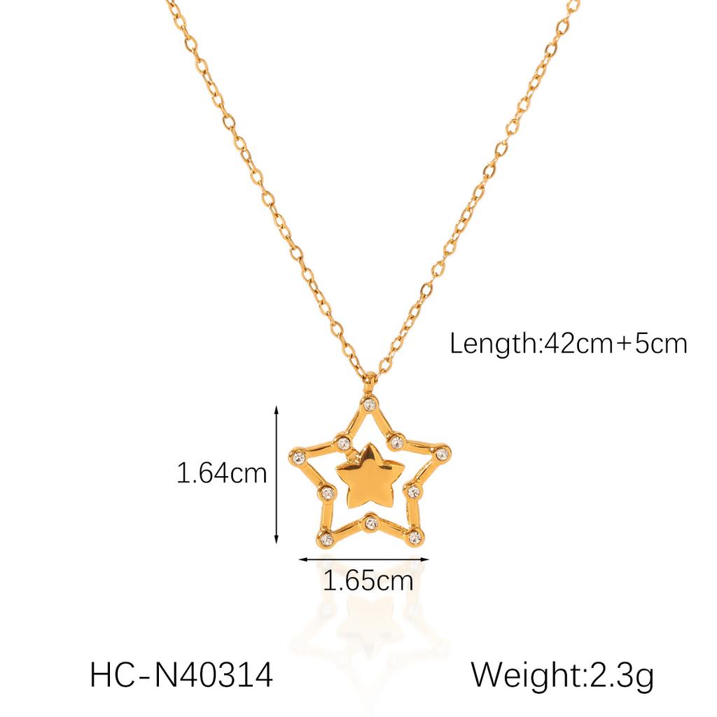 Hot-selling Five-pointed Star Pendant Stainless Steel Necklace, Premium Star Clavicle Chain, Titanium Steel Star Neck Chain