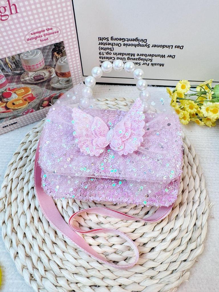 Butterfly Pearl Princess Crossbody Bag for Girls