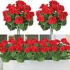 14in Artificial Geraniums Red Faux Flowers Silk Bouquet DIY Bushes for Outdoor Planters Porch Patio Home Wedding Fountain Decor