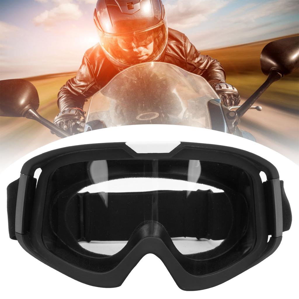 Windproof Goggles Eye Protection Adjustable Strap for Outdoor Cycling Welding MountaineeringBlack Frame Transparent Lens