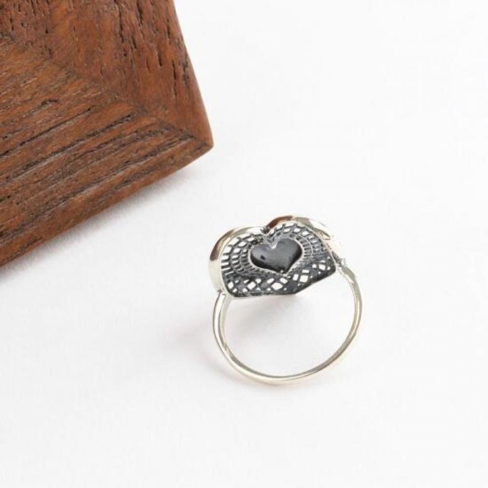 New Arrivals Open Run Heart Ring Cutout Kitsch Street Silver Ring